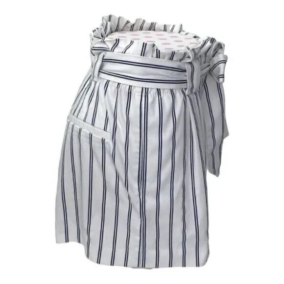 Zara TRF Collection Pleated Belted Paper Bag Shorts White Striped - Picture 3 of 6